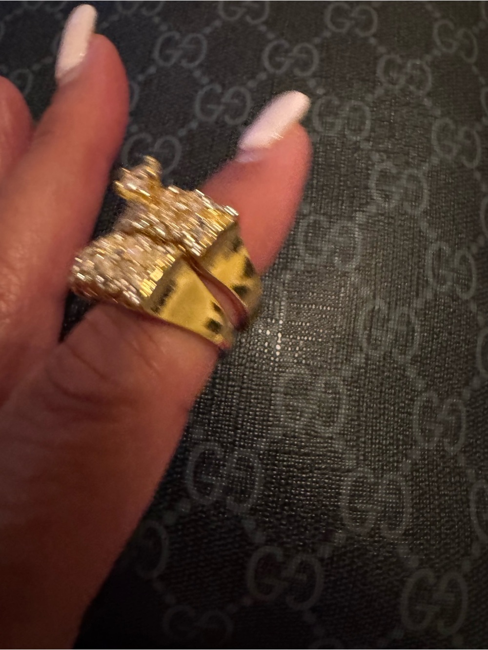 Gold Crystal Statement Rings - Elegant Women's Jewelry - Picture 2 of 4